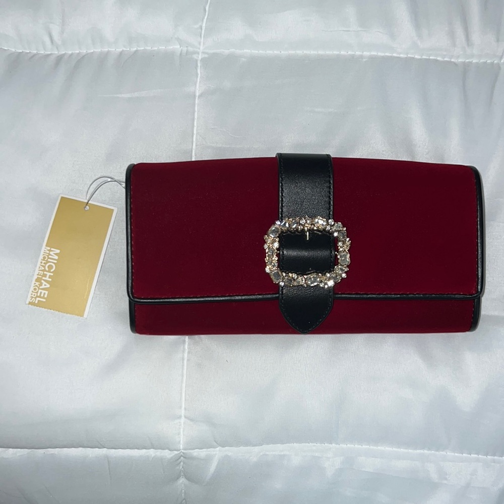 Michael Koran clutch red velvet. NWT -never used.